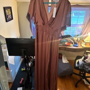 Baltic Born Prague Satin Maxi dress, rosy brown